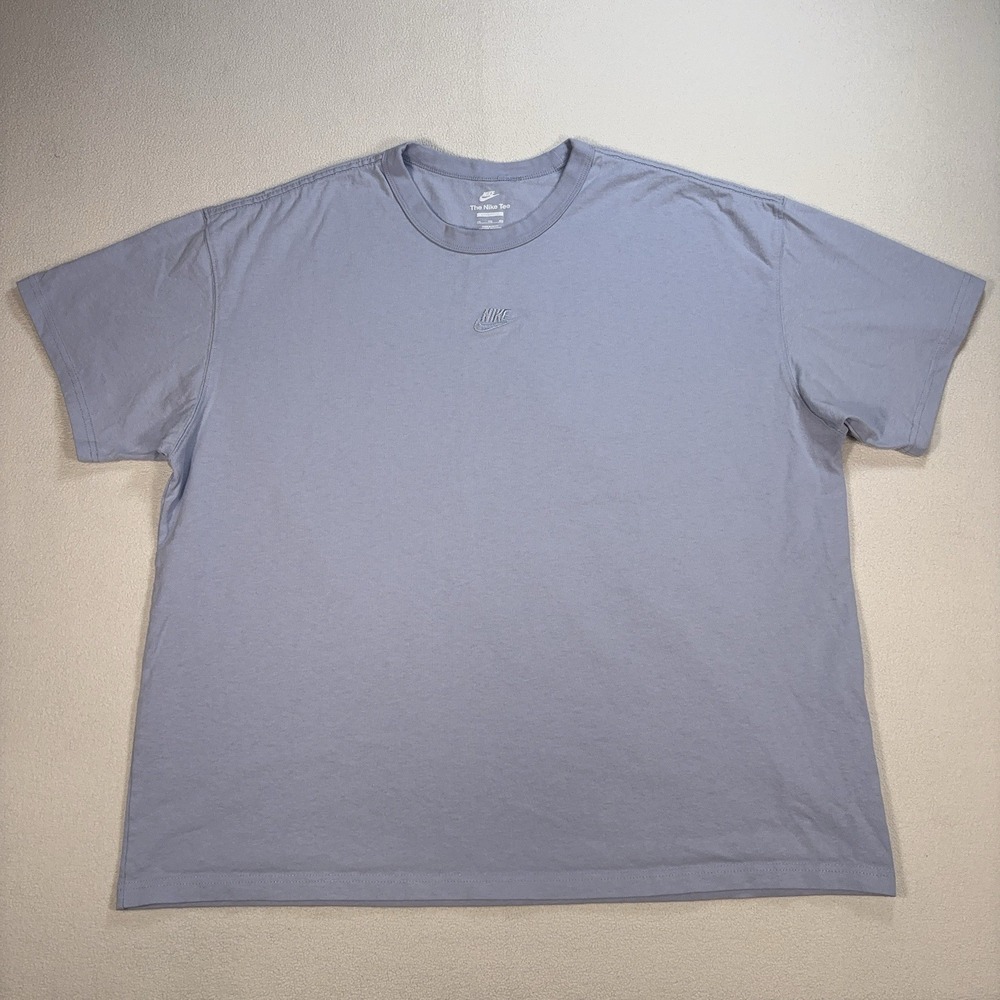 Nike Premium Essentials Center Logo T-Shirt Mens 2XL Light Blue Loose Fit Cotton